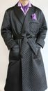 Mens Black Silk Smoking Jacket Host Wear Robe de Chamber Dinner Gown Blazer Coat