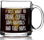 I Just Want to Drink Coffee Save Animals Take Naps Funny Coffee Mug 13oz - Unique Gift For Animal Lovers - Best Pet Lover Gifts - Veterinarian, Dog Mom, Cat Mom, Animal Rescue, Vet Tech