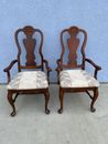 2 BASSETT FURNITURE Traditional Chippendale Style Arm Dining Chairs Vintage