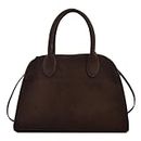 VOSTEVAS Tote Bag for Women Vintage Crossbody Shoulder Bag Casual Satchel Suede Top-handle Bag for Work Travel (Upgrade-Coffee S)
