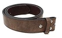 BC Belts Leather Belt Strap with Vintage Distressed Texture 1.5" Wide with Snaps, Dark Brown, Small (28-30)