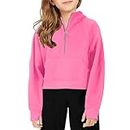 Momkonzz Girls Hoodies Kids Hooded Sweatshirt Long Sleeve Pullover Crop Tops with Pocket Pink Size 11-12 Years