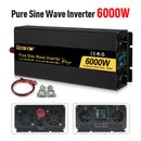 12V to 220V Pure Sine Converter AC DC 6000W Car Battery Charger Camping Inverter