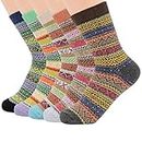 Zando Womens Winter Athletic Socks Hiking Socks Vintage Wool Socks Soft Warm Socks Thick Knit Cozy Socks Merino Wool Socks Crew Socks Multiple Colors E Shoe Size: 5-9