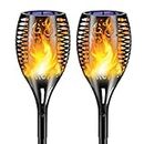 Solar Lights Outdoor, Upgraded 96 LED Solar Torch Lights with Dancing Flickering Flames, Waterproof Landscape Decoration Flame Lights for Garden Pathway Patio - Dusk to Dawn Auto On/Off (2 Packs)
