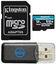 Everything But Stromboli Kingston Canvas Go Plus 512GB UHS-I Speed Grade 3 MicroSD Card Works with DJI Mini 3 Pro, Avata Drone, DJI RC/RC Pro (SDCG3/512GB) Bundle with 1 Micro SDXC Memory Card Reader