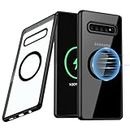 Guizzcg for Samsung Galaxy S10 Plus Magnetic Case (6.4-inch) [Compatible with Magsafe] Soft TPU Bumper + Clear Back Slim Shockproof Drop Protection for Samsung Galaxy S10+,Black