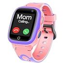 Kids Smart Watch LBS Tracker - Boys Girls Smartwatch Phone for 3-12 Year Old with SOS Camera Alarm Clock Call Camera Weather Stopwatch Voice Chat 1.44'' Touch Screen Electronic Toy Birthday (Pink)