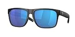 Costa Del Mar Men's Spearo XL Fishing and Watersports Square Sunglasses, Matte Black/Blue Mirrored Polarized-580g, 59 mm