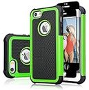 Gamemi iPhone SE Case with Screen Portector, iPhone 5S Case, iPhone 5 Cover, Shockproof Defender Cover Protective Dual Layer Armor Hybrid TPU Plastic Case for iPhone SE/5/5S (4 inch) - Green