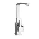 Cefito Kitchen Tap, 360° Gooseneck Sink Mixer Taps Spray Head Rotating Faucet Water Aerator for Home Bathroom Laundry, Brass Body Hot and Cold Switch Silver