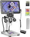 7" LCD Digital Microscope, ANNLOV 1200X Maginfication 1080P Coin Microscope with Remote, Video Microscope Camera with 8 LED Fill Lights Windows/Mac Compatible, 32GB TF Card, Extension Tube Included