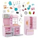 Our Generation – Pink Fridge & Home Kitchen Playset – Cooking & Pretend Food Items – 18-inch Doll Accessories – Imaginative Play – Toys for Kids Ages 3 & Up – Gourmet Kitchen Set
