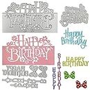 Senhai 3 Sets Happy Birthday Metal Cutting Dies Happy Birthday & Butterfly Die Cut Stencils Word Embossing Stencil for Birthday Card Making