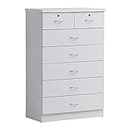 HODEDAH 7 Drawer Wood Dresser for Bedroom, 31.5 inch Wide Chest of Drawers, with 2 Locks on the Top Drawers, Storage Organization Unit for Clothing, White
