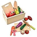 CARLORBO Wooden Play Food for Kids Kitchen - Toys Food Vegetables and Fruit for 2 Year Old Boys Girls Role Pretend Play Early Education Montessori Education