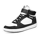 Bacca Bucci® Men's Comfy Mid-Top Casual Chunky Streetwear Fashion Sneakers | Solid Color Pattern with Rubber Outsole | Model: Tiger White Black, Size UK9