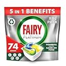 Fairy Platinum Plus All-In-1 Dishwasher Tablets Bulk, 74 Tablets, Lemon, With Greasy Filter & Rinse Aid Action, Packaging may vary