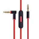 Replacement Audio Cable Cord Wire with in-line Microphone and Control Compatible with for Beats by Dr Dre Headphones Solo, Studio, Pro, Detox, Wireless, Mixr, Executive, Pill (Black Red)