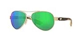 Costa Del Mar Women's Loreto Polarized Aviator Sunglasses, Rose Gold/Copper Green Mirrored Polarized-580P, 56 mm
