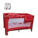 Safe-O-Kid Dreamo Playpen Playard with 1 Year Warranty/Folding Baby Bed Cum Cot/Convertible Crib/EN - 71 Certified - Red