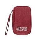 OBEET 1 Pc Cable Gadget Storage Bag Wires Charger Digital Hard Card Portable Electronic Earphone Case Travel Organizer Pouch-Wine Red