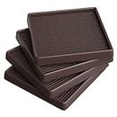 CasterMaster Non Slip Furniture Pads - 5x5 Square Rubber Anti Skid Caster Cups Leg Coasters - Couch, Chair, Feet, and Bed Stoppers with Anti - Sliding Floor Grip (Set of 4) Brown