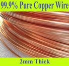 5m to 30mtr x 2mm Copper Wire Bare Uncoated 14G SWG=12G AWG Crafts Hobbies Solid