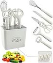 SELECTION HOME 5 PCS Kitchen Tools and Gadgets -Kitchen Accessories -Vegetable Peeler with Scissor,Bottle Opener,Whisk Egg Beater, Fruit Knife- Anti-Slip Handle,Kitchen Essential - Decorative Base