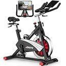 JOROTO Bluetooth Exercise Bike, Stationary Indoor Cycling Bike with Readable 100 Levels Magnetic Resistance, Plus 12.6 inch Tablet Bracket, Model: X2PRO