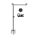 LCCBRO Garden Flag Stand Holder Heavy Duty with 5 Prong Base for Outside Double Flag, More Stable Yard Flag Stand Weather Proof, for Flags up to 13" Wide (Flag Stand Only)