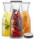 JoyJolt Glass Carafe with Lids. 3 Carafes for Mimosa Bar 36 oz Capacity. 6 Lids! Brunch Decorations, Bedside Water Carafe, Orange Juice Container, Catering Drink & Pitchers Parties