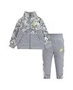 Nike Boy`s Therma Dri Fit Jacket & Pants 2 Piece Set (Light Grey(76H109-G6U)/Volt, 6)