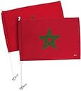 Pray For Morocco Strong Bandera Para Carros De Moroccan Car Flag 2 PCS Earthquake Auto Decorations Small Banner For Window Clip Pole Accessories Mount FIFA Sports Fans Outdoor World Cup Flags Football