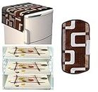Padmansh® Combo of Decorative 1 Fridge Top and 1 Handle Cover with 3 Refrigerator Mat -5 Pieces Top Anti-dust Cover 21 X 39 Inches (Brown Combo)