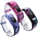 GTHY Compatible With Garmin Vivofit JR/JR 2/Vivofit 3 Bands Repacement,For Kids Boys Girls,Soft Silicone Pattern Adjustable Straps,Wristbands,Watch Band,With Secure Metal Clasp,Lagre&Small (Small, 3Pack Galaxy)