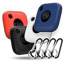 Silicone Case for Tile Mate (2022) with Keychain and Annulus, 4 Pack Anti-Scratch Lightweight Soft Protective Sleeve Skin Cover for Tile Mate (2022) Tracker (Black, White, Red, Blue)