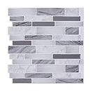 Vamos Tile 10-Sheet Peel and Stick Tile Backsplash,12"x12" Premium Kitchen Backsplash Peel and Stick Tile (Grey)