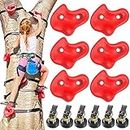 WAREMAID 6 Ninja Tree Climbing Holds for Kids Climber, Adult Climbing Rocks with 6 Ratchet Straps for Outdoor Backyard Ninja Warrior Obstacle Course Training Equipment, Load Capacity 200 lbs