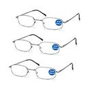 IMPECCABLE METAL frame and crystal clear vision -Viscare 3-Pack Men Women Metal Spring Hinged Full Frame Reading Glasses Readers With Case n Cloth +3.50