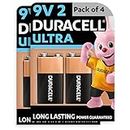 Duracell Ultra Alkaline 9V Battery, 4 Pcs