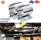3 Inch Butt Joint Exhaust Band Clamp Sleeve Stainless Steel 2pcs Exhaust Clamp