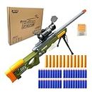 AGM MASTECH AWM Shell-Throwing Blaster Shot Gun, 40 Official Darts, 4-Dart Clip, 2 Magazines, Removable Stock, Barrel Extension, Blaster Toys Playset for Boys, Kids, and Adults(Green)