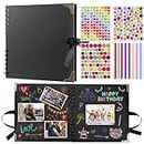 GWHOLE Scrapbook Photo Album 60 Black Kraft Papers Memories Photo Albums with 8 Sheets Stickers for Family,Wedding Memory Book