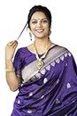 BE4ME.COM Women's Paithani silk saree wedding silk saree Indian saree with Unstitched Blouse Piece (1), Purple, free