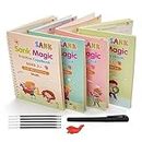 Storio Sank Magic Practice Copybook, (4 Book + 10 Refill+ 2 Pen +2 Grip) Number Tracing Book for Preschoolers with Pen, Magic Calligraphy Copybook Set