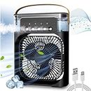 Drumstone (15 YEARS WARRANTY) Personal Air Cooler, Portable Air Conditioner Fan, Mini Evaporative Cooler with 7 Colors LED Light, 1/2/3 H Timer, 3 Wind Speeds and 3 Spray Modes for Your Desk-Black