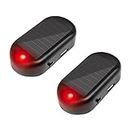 2PCS Car Solar Power Simulated Dummy Alarm, Anti-Theft LED Flashing Security Light Fake Lamp, Auto Warning Interior Safety Lights with USB Charger Port, Car Accessories for Most Cars (Red/2PCS)