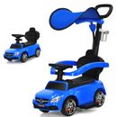 3 in 1 Ride on Push Car Mercedes Benz Toddler Stroller Sliding Car Blue