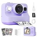 Manttely Kids Camera Instant Print, Christmas Birthday Gifts for Girls Boys Age 3-12, 2.4" Screen 1080P Digital Camera for kids,Portable Toy for 3 4 5 6 7 8 9 10 11 Year Old Girls Boys Toddlers Purple